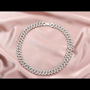 Hip Hop Cuban Punk Diamond Fashion Thick Chain Necklace Silver